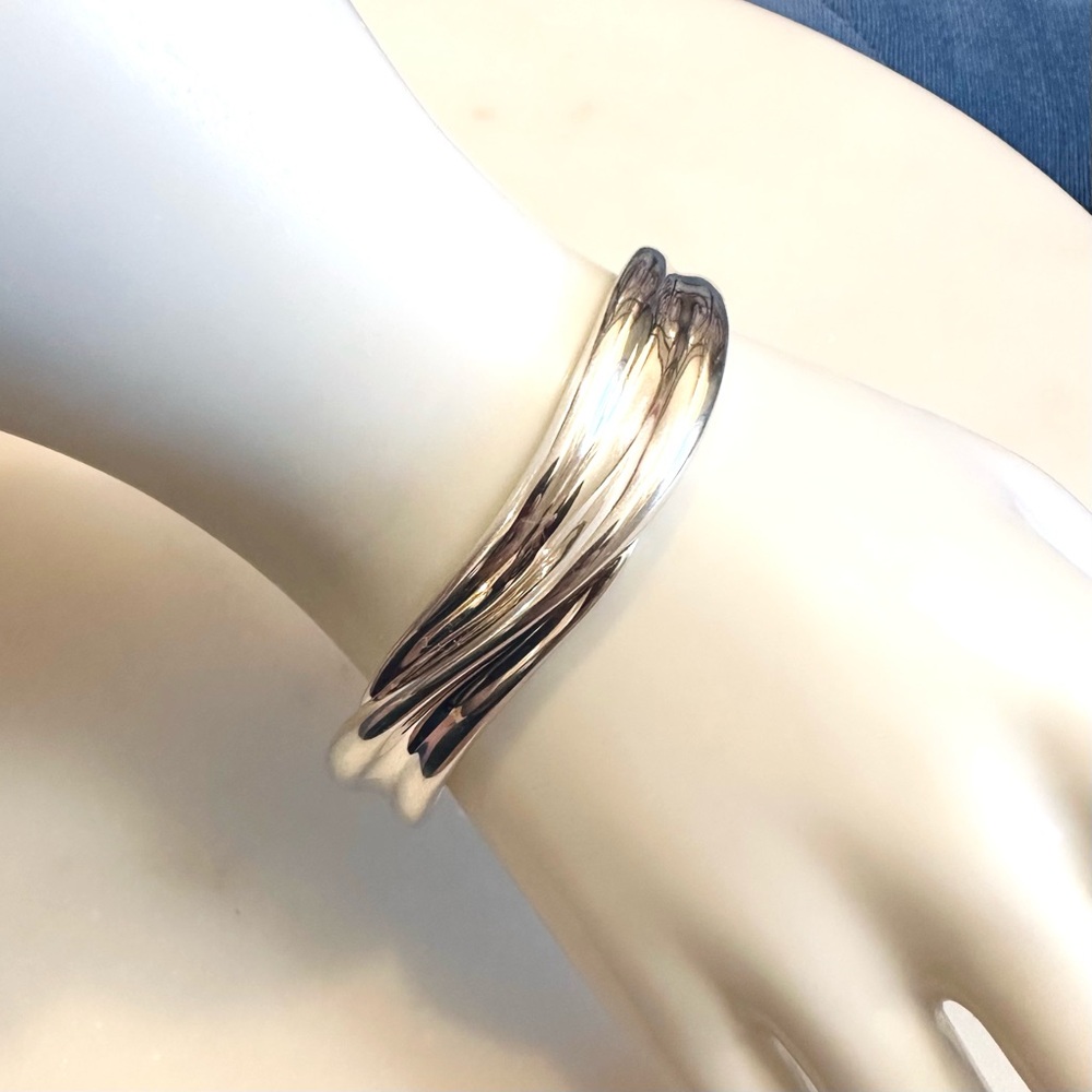 Solid Sterling Silver Abstract Sculptural Fold-Fo… - image 4